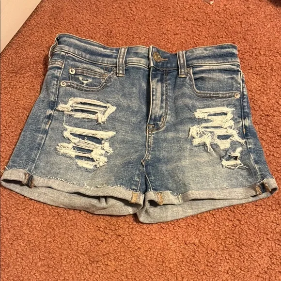American Eagle Outfitters Blue Jean Shorts with Distressed Vintage Look - Picture 1 of 9